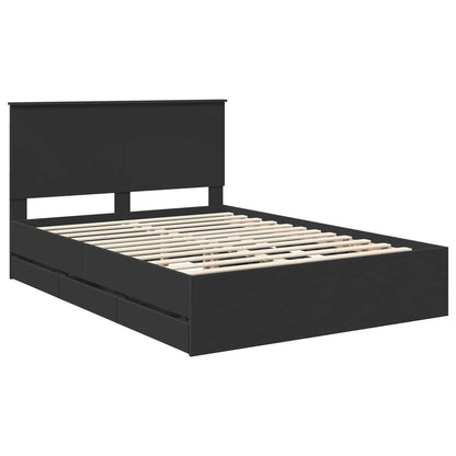 vidaXL Bettrahmen mit Schubladen Schwarz 135 x 190 cm Ingenieurs Holz