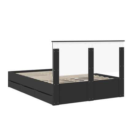vidaXL Bettrahmen mit Schubladen Schwarz 135 x 190 cm Ingenieurs Holz