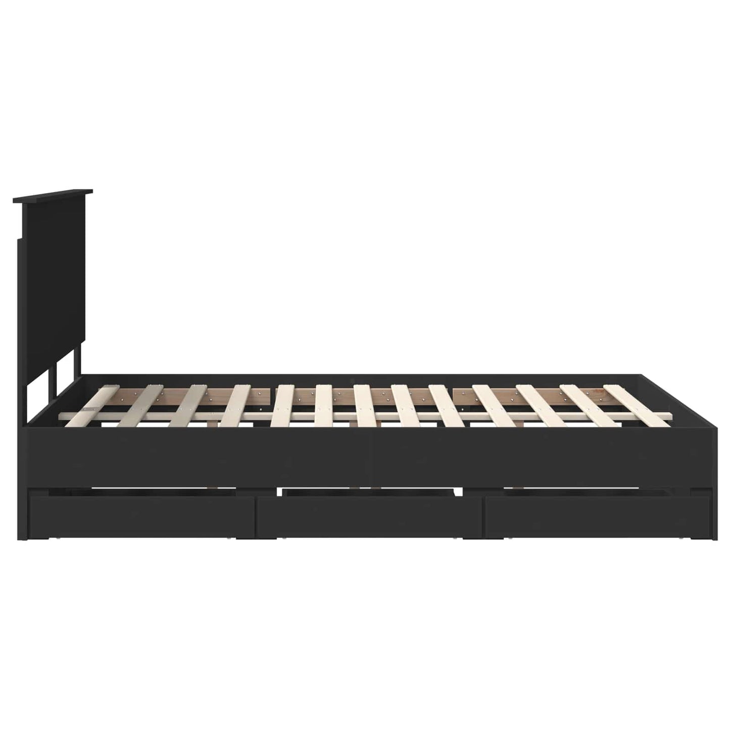 vidaXL Bettrahmen mit Schubladen Schwarz 135 x 190 cm Ingenieurs Holz