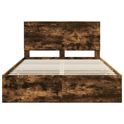 vidaXL Bettrahmen Geräucherte Eiche 135 x 190 cm Ingenieurs Holz