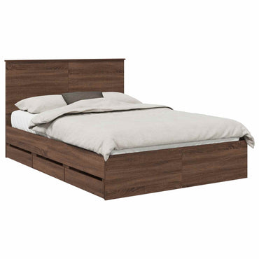 vidaXL Bettrahmen Braun Eichen-Optik 135 x 190 cm Ingenieurs Holz