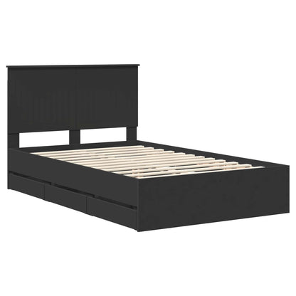 vidaXL Bettrahmen mit Schubladen Schwarz 120 x 190 cm Ingenieurs Holz