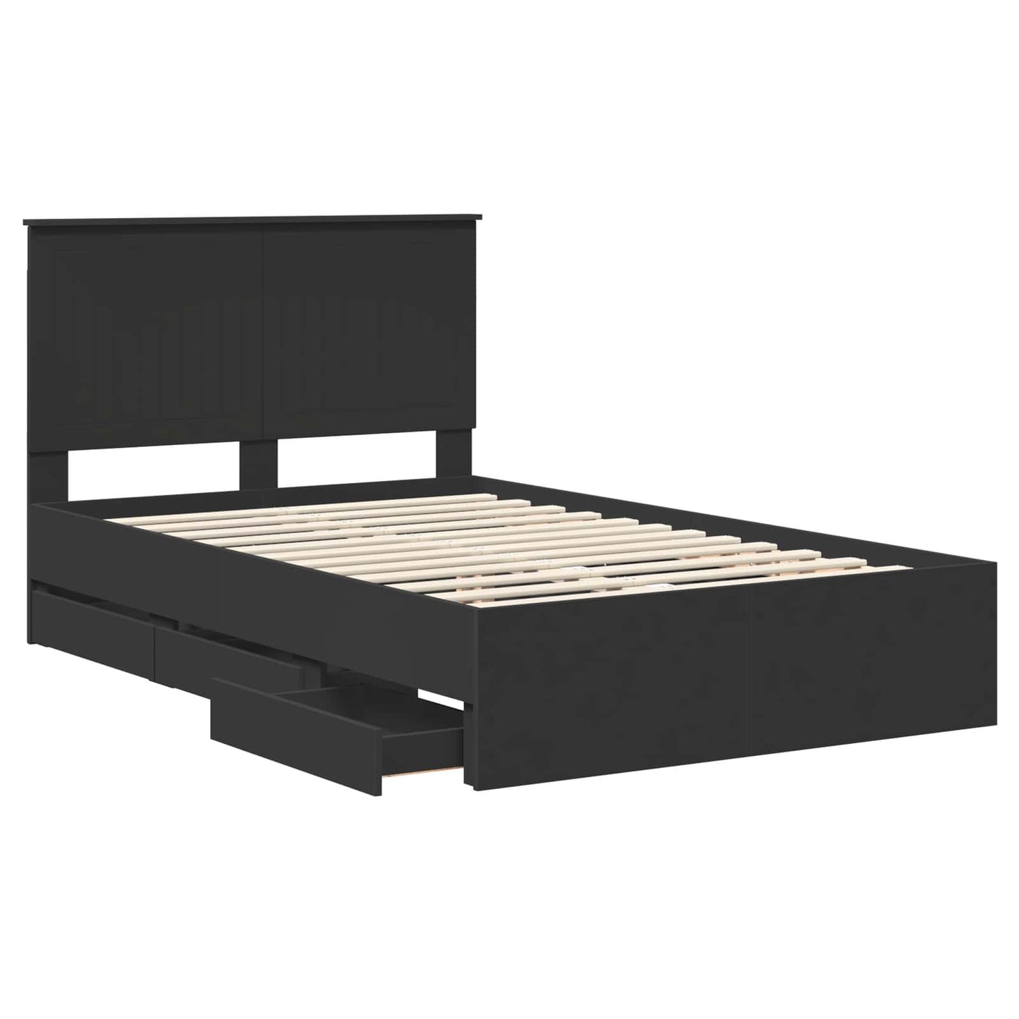 vidaXL Bettrahmen mit Schubladen Schwarz 120 x 190 cm Ingenieurs Holz