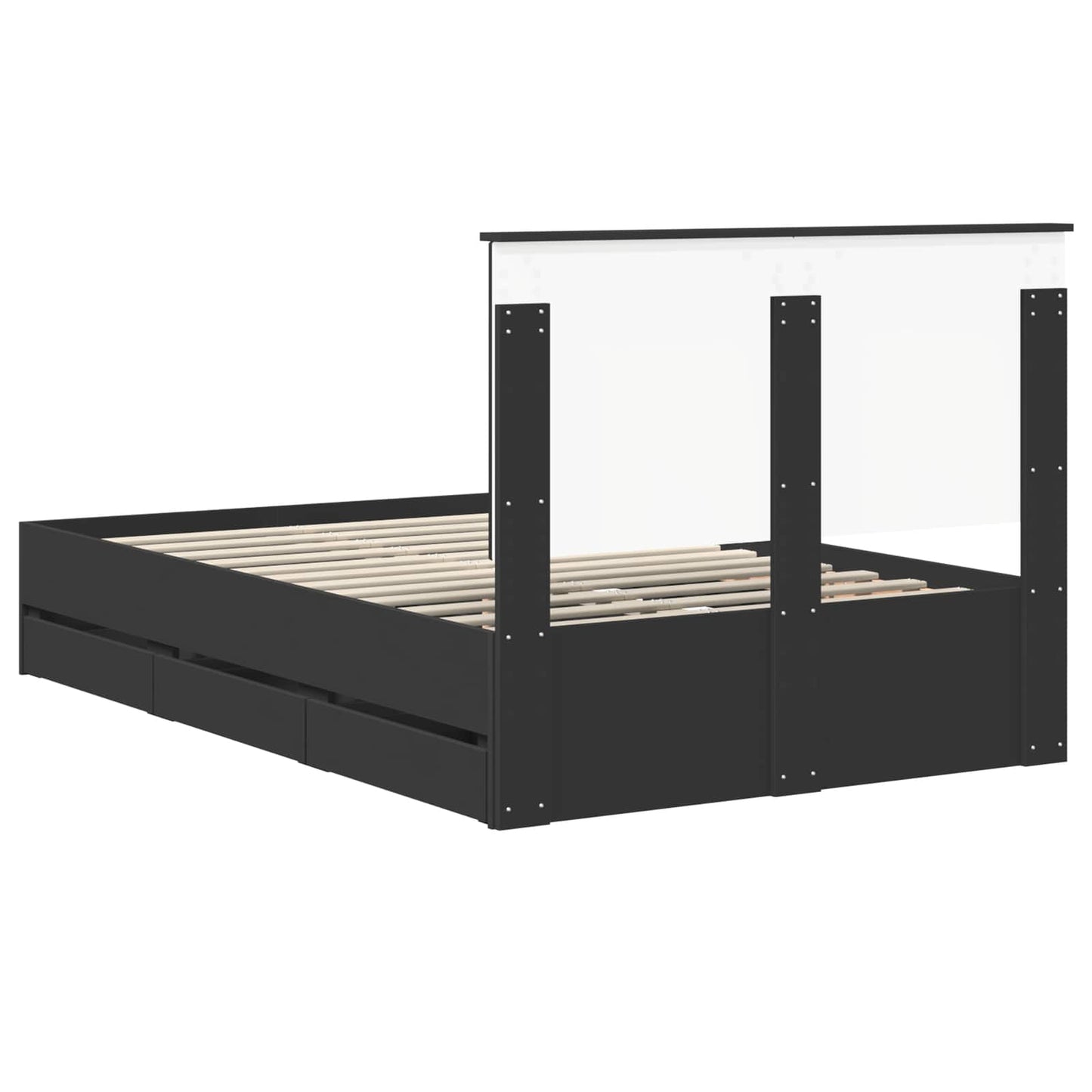 vidaXL Bettrahmen mit Schubladen Schwarz 120 x 190 cm Ingenieurs Holz