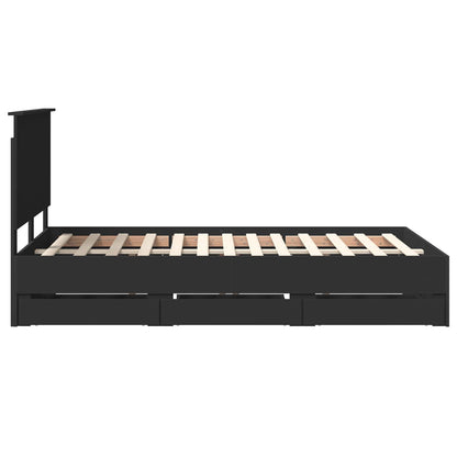vidaXL Bettrahmen mit Schubladen Schwarz 120 x 190 cm Ingenieurs Holz
