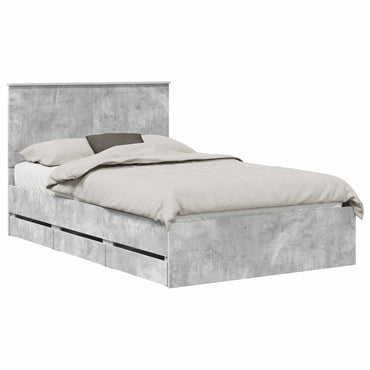 vidaXL Bettrahmen mit Kopfteil Beton Grau 120 x 190 cm Ingenieurs Holz