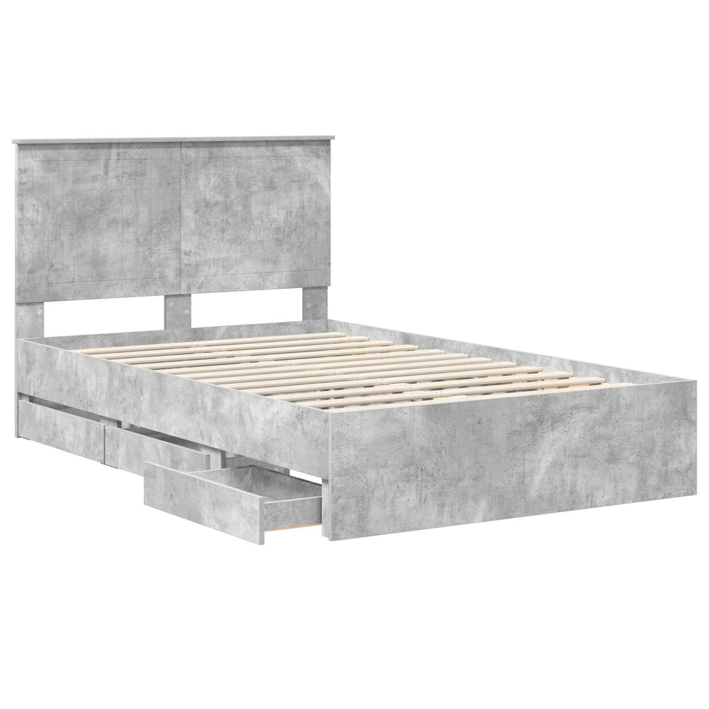 vidaXL Bettrahmen mit Kopfteil Beton Grau 120 x 190 cm Ingenieurs Holz