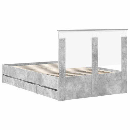 vidaXL Bettrahmen mit Kopfteil Beton Grau 120 x 190 cm Ingenieurs Holz