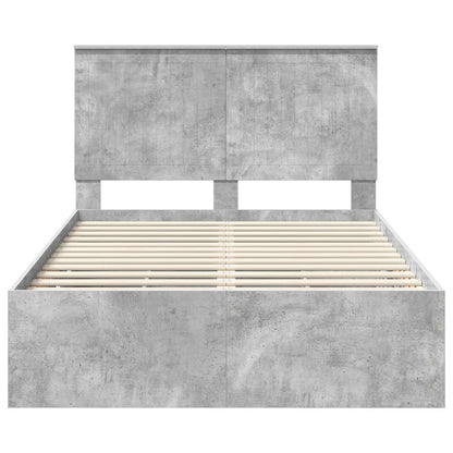 vidaXL Bettrahmen mit Kopfteil Beton Grau 120 x 190 cm Ingenieurs Holz