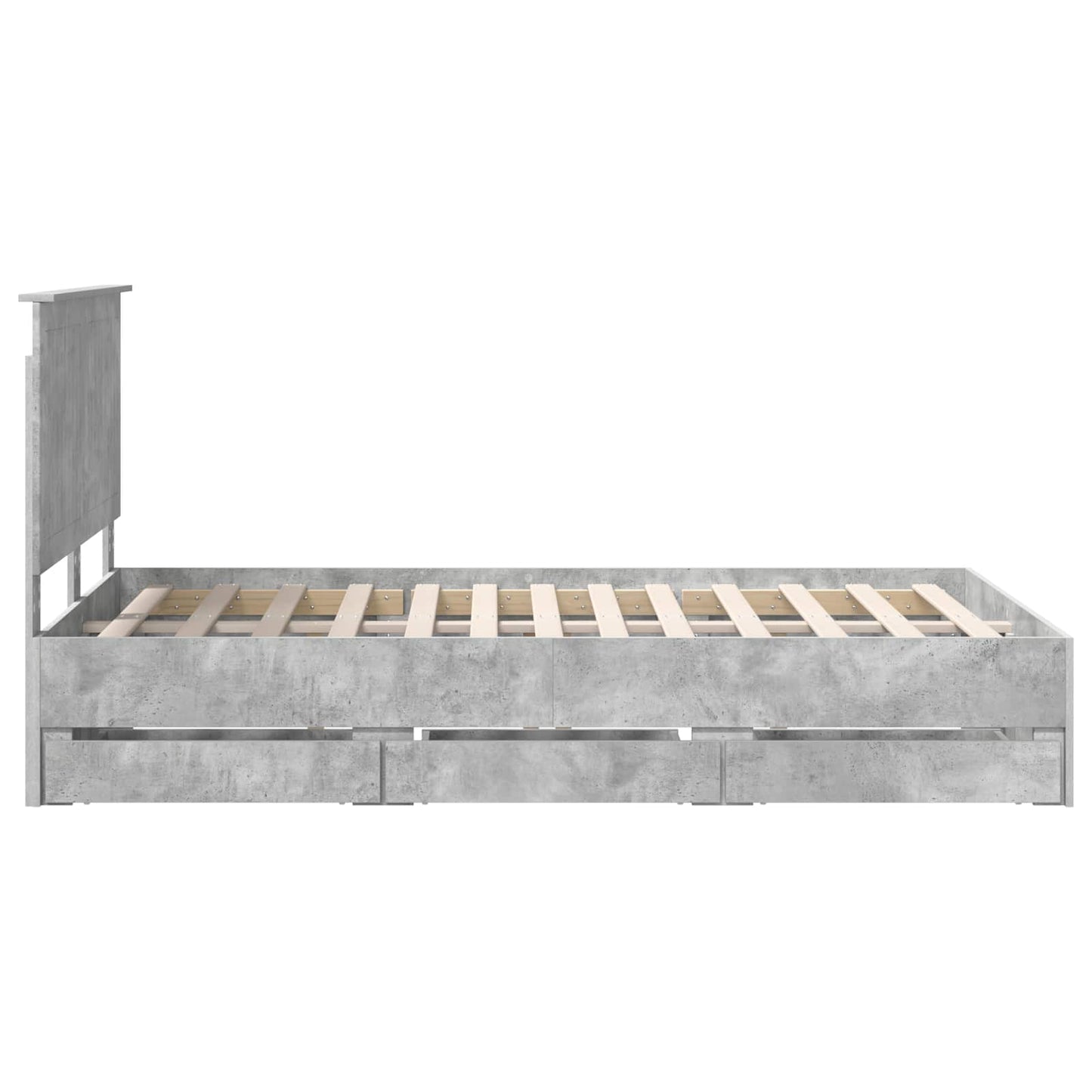 vidaXL Bettrahmen mit Kopfteil Beton Grau 120 x 190 cm Ingenieurs Holz