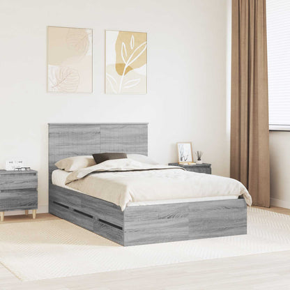 vidaXL Bettrahmen Graues Sonoma 120 x 190 cm Ingenieurs Holz