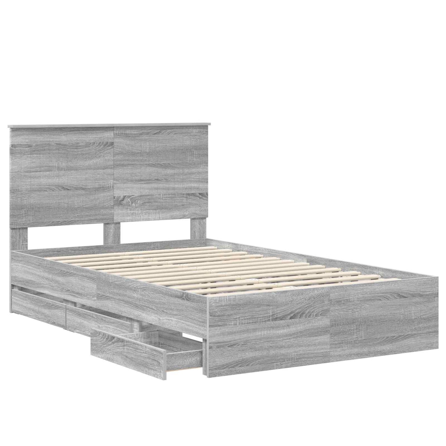 vidaXL Bettrahmen Graues Sonoma 120 x 190 cm Ingenieurs Holz