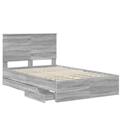 vidaXL Bettrahmen Graues Sonoma 120 x 190 cm Ingenieurs Holz