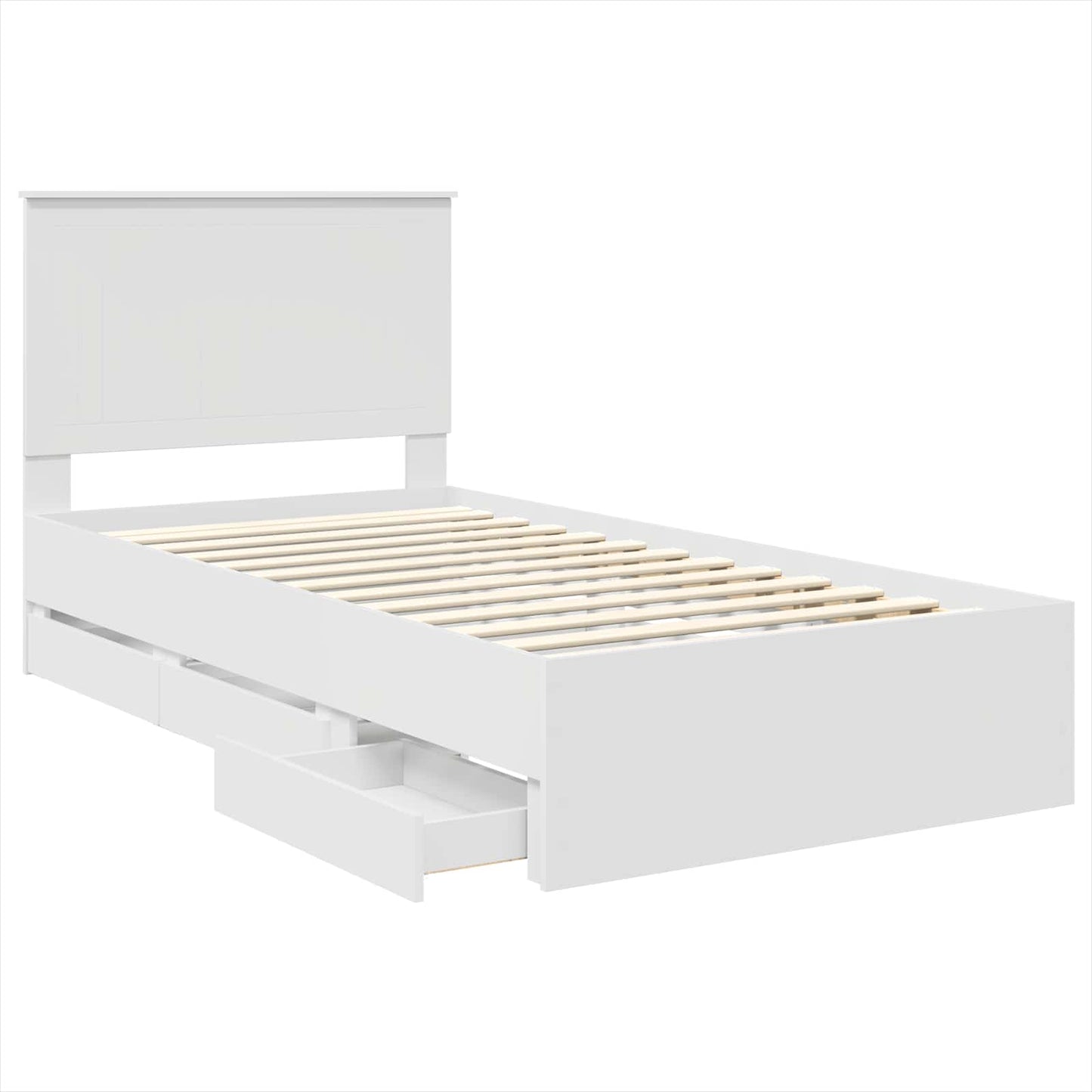vidaXL Bettrahmen mit Schubladen Weiß 100 x 200 cm Ingenieurs Holz