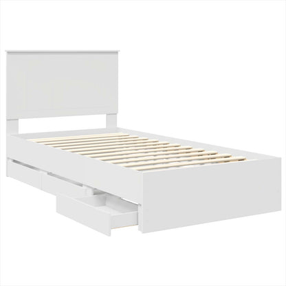 vidaXL Bettrahmen mit Schubladen Weiß 100 x 200 cm Ingenieurs Holz