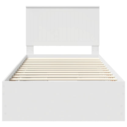 vidaXL Bettrahmen mit Schubladen Weiß 100 x 200 cm Ingenieurs Holz