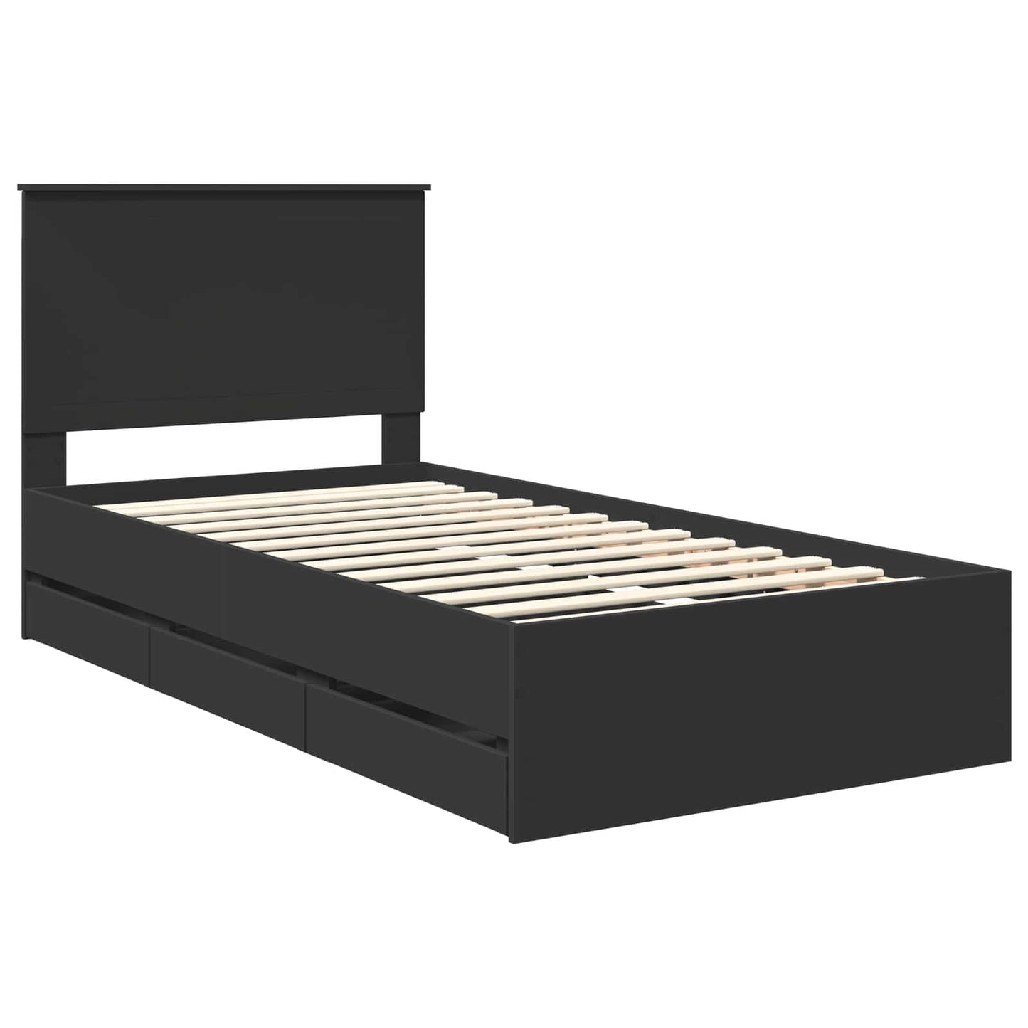 vidaXL Bettrahmen mit Schubladen Schwarz 100 x 200 cm Ingenieurs Holz