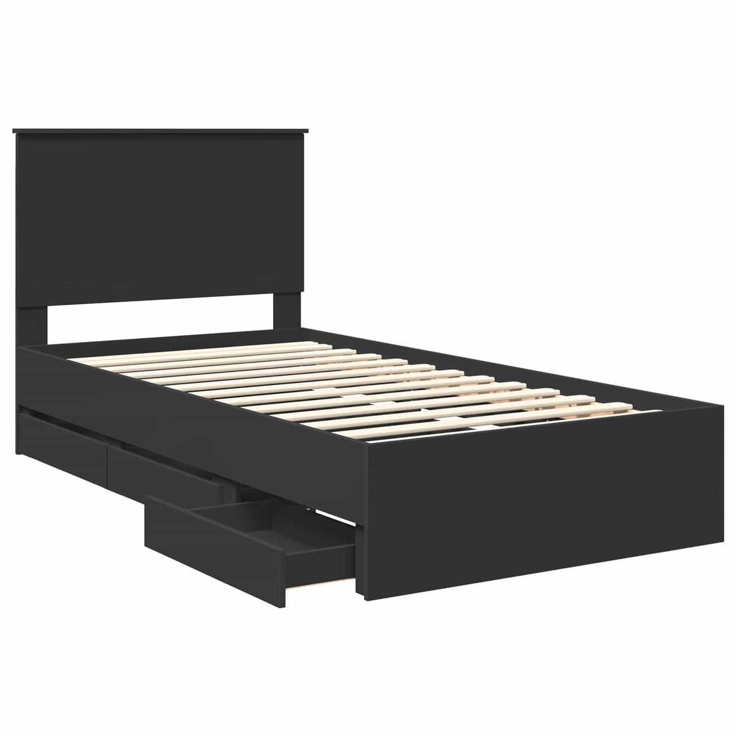 vidaXL Bettrahmen mit Schubladen Schwarz 100 x 200 cm Ingenieurs Holz