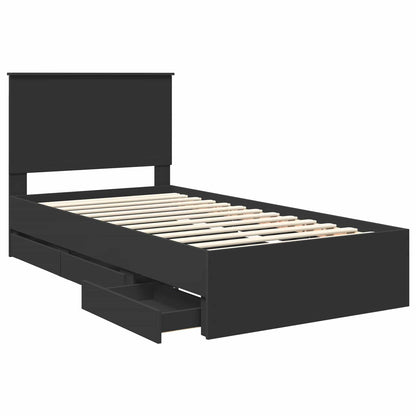 vidaXL Bettrahmen mit Schubladen Schwarz 100 x 200 cm Ingenieurs Holz