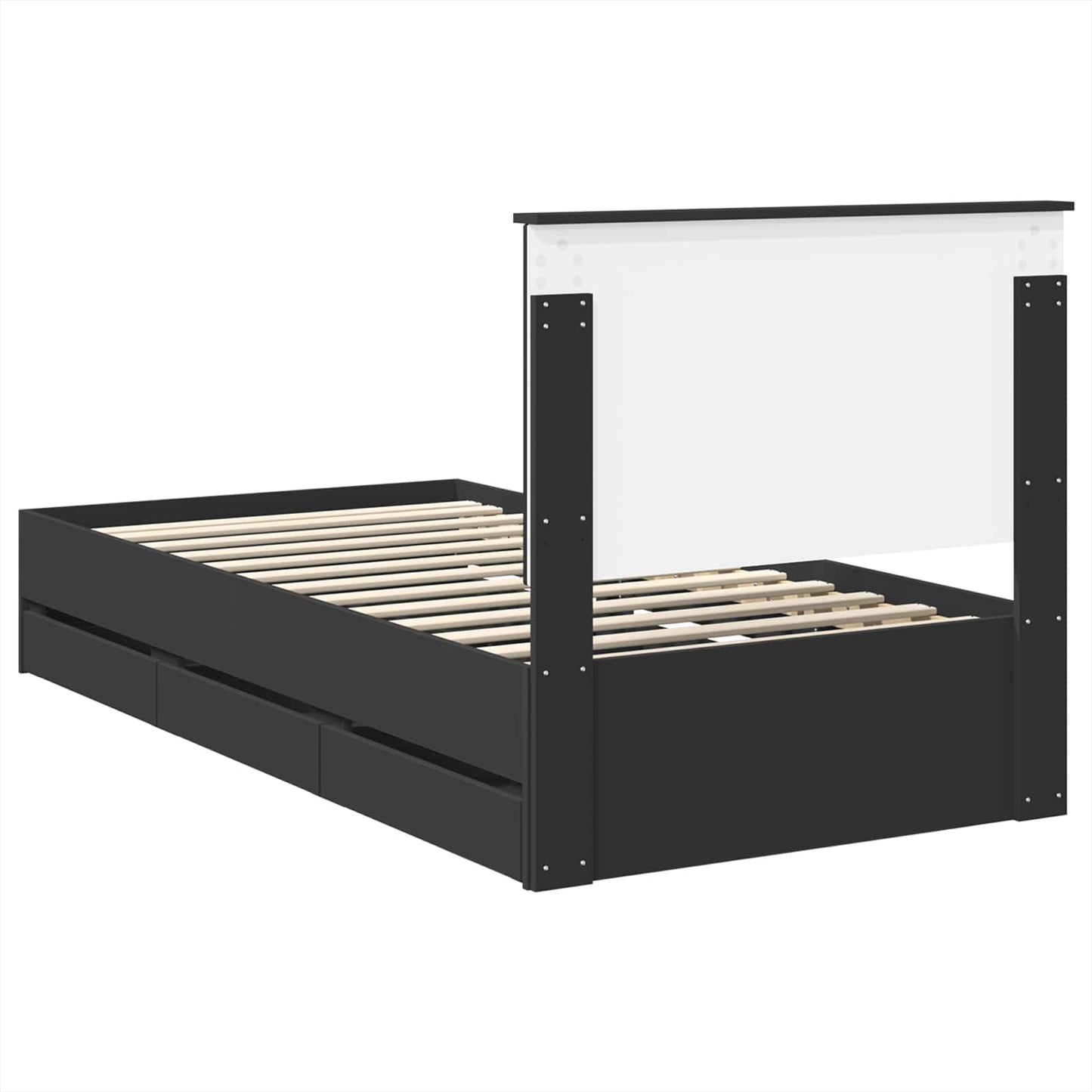 vidaXL Bettrahmen mit Schubladen Schwarz 100 x 200 cm Ingenieurs Holz