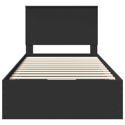 vidaXL Bettrahmen mit Schubladen Schwarz 100 x 200 cm Ingenieurs Holz