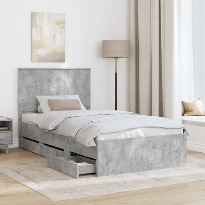 vidaXL Bettrahmen mit Kopfteil Beton Grau 100 x 200 cm Ingenieurs Holz