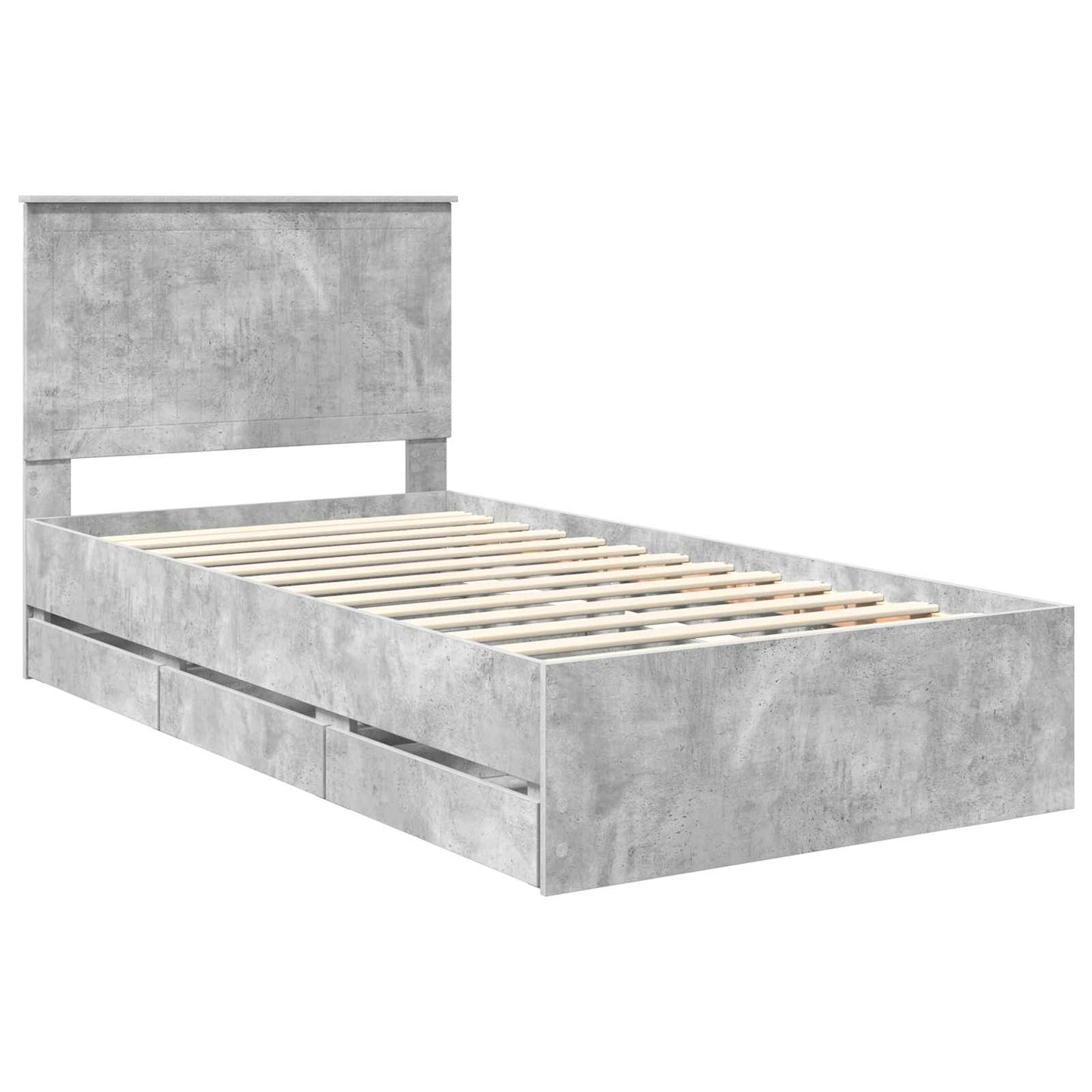 vidaXL Bettrahmen mit Kopfteil Beton Grau 100 x 200 cm Ingenieurs Holz