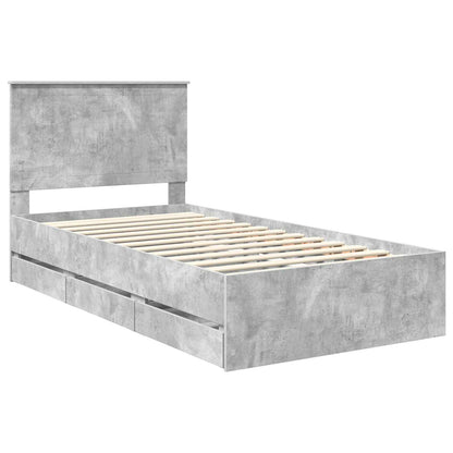 vidaXL Bettrahmen mit Kopfteil Beton Grau 100 x 200 cm Ingenieurs Holz