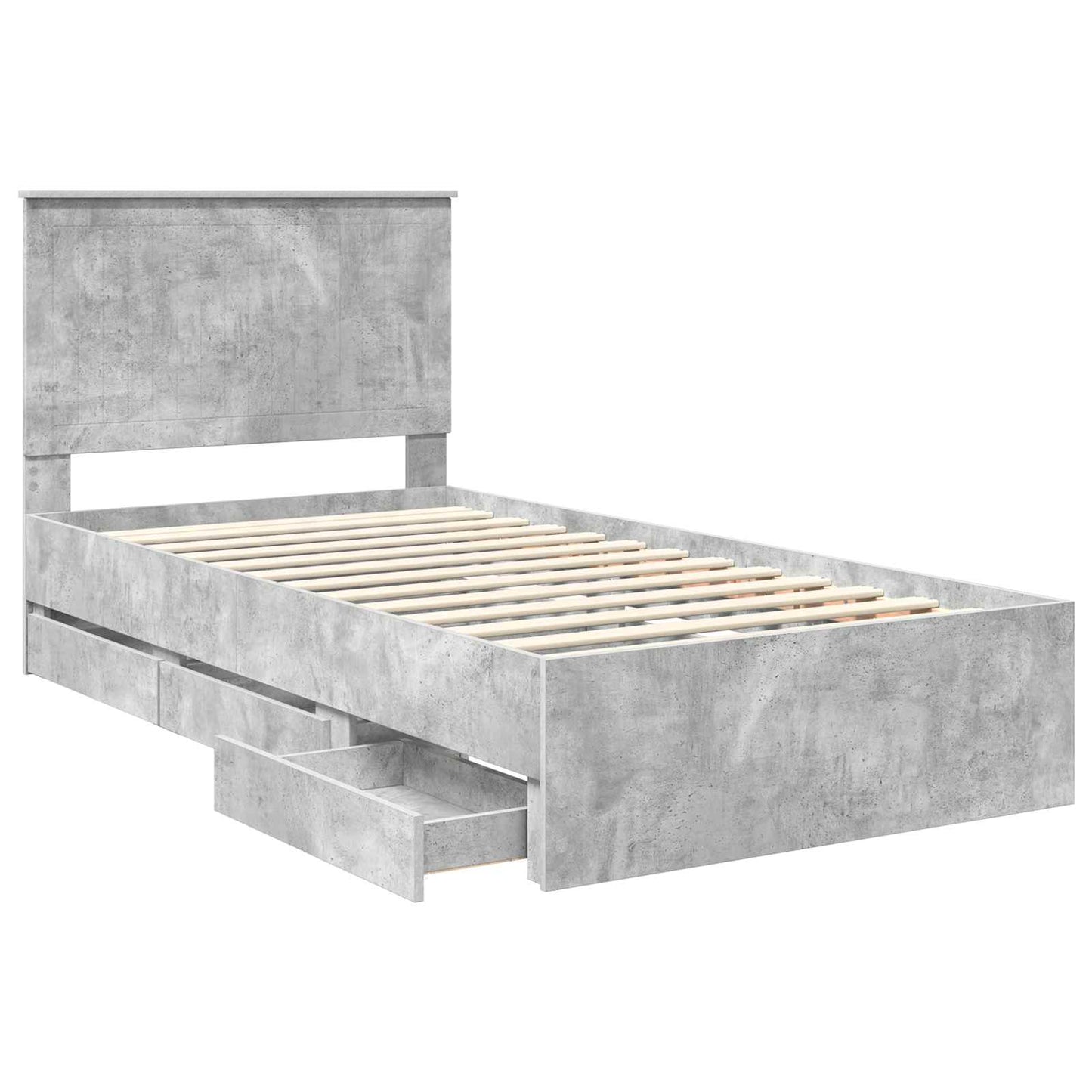 vidaXL Bettrahmen mit Kopfteil Beton Grau 100 x 200 cm Ingenieurs Holz