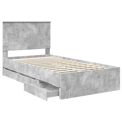vidaXL Bettrahmen mit Kopfteil Beton Grau 100 x 200 cm Ingenieurs Holz