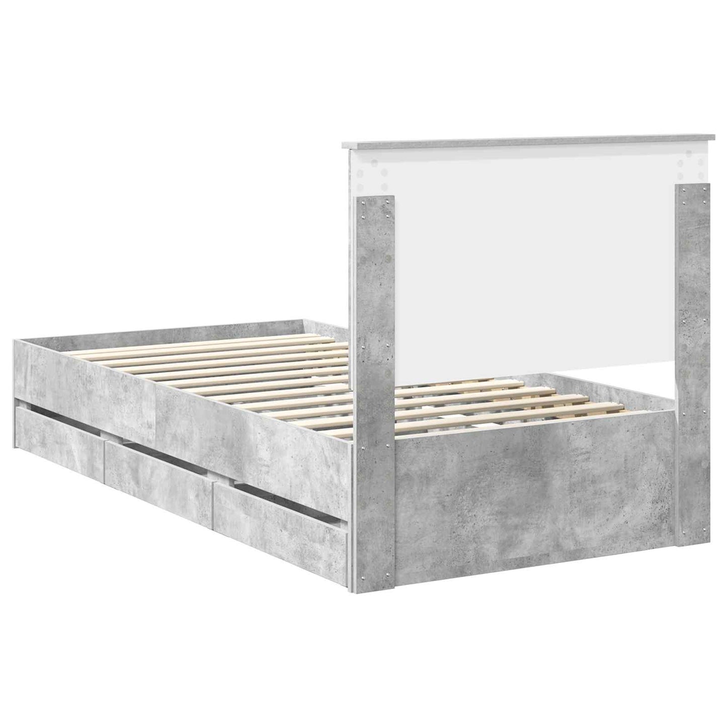 vidaXL Bettrahmen mit Kopfteil Beton Grau 100 x 200 cm Ingenieurs Holz