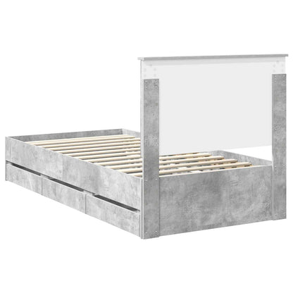vidaXL Bettrahmen mit Kopfteil Beton Grau 100 x 200 cm Ingenieurs Holz