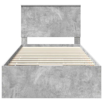 vidaXL Bettrahmen mit Kopfteil Beton Grau 100 x 200 cm Ingenieurs Holz