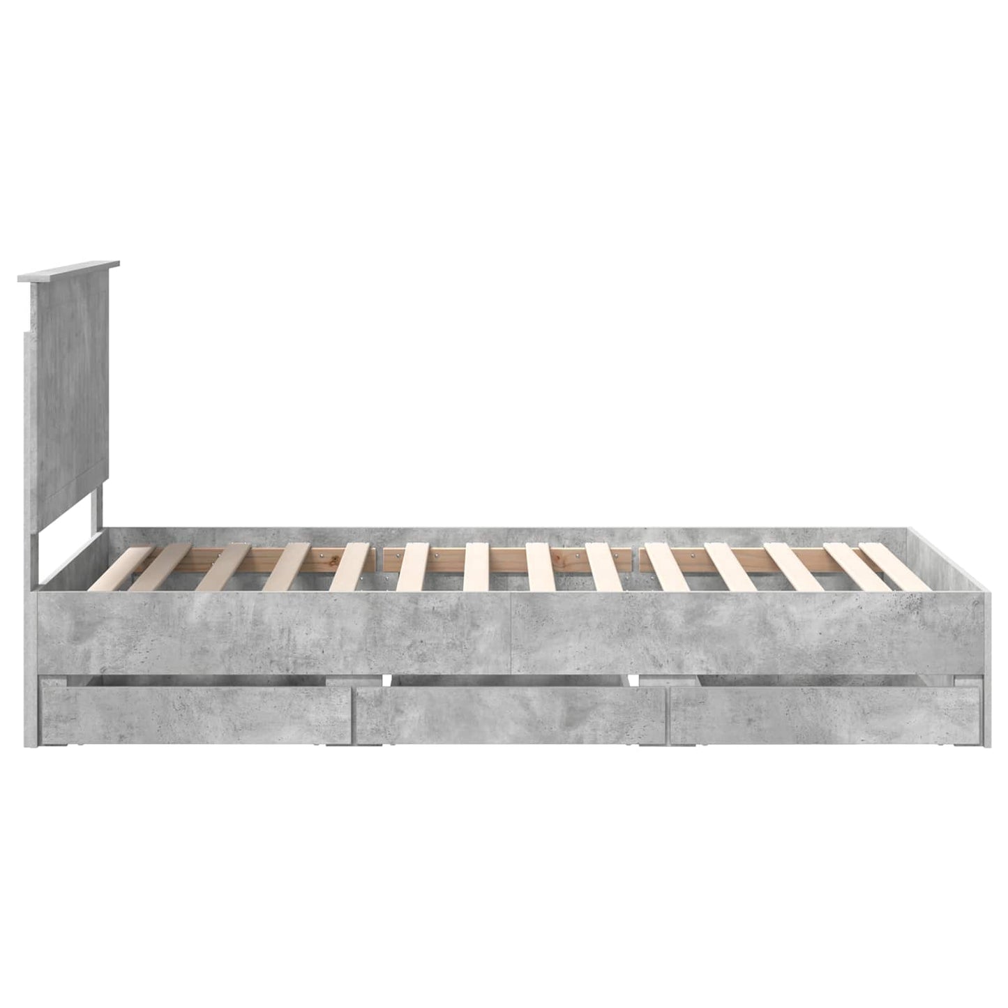 vidaXL Bettrahmen mit Kopfteil Beton Grau 100 x 200 cm Ingenieurs Holz