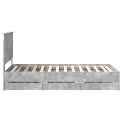vidaXL Bettrahmen mit Kopfteil Beton Grau 100 x 200 cm Ingenieurs Holz