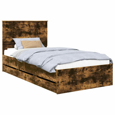 vidaXL Bettrahmen Geräucherte Eiche 100 x 200 cm Ingenieurs Holz