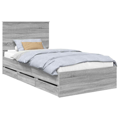 vidaXL Bettrahmen Graues Sonoma 100 x 200 cm Ingenieurs Holz