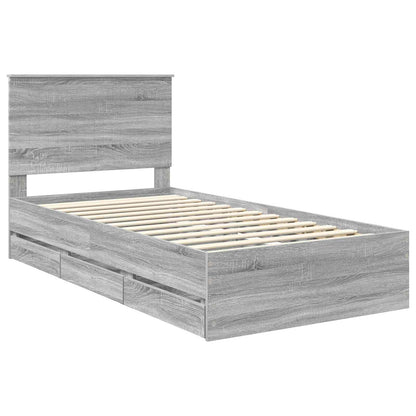 vidaXL Bettrahmen Graues Sonoma 100 x 200 cm Ingenieurs Holz