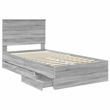 vidaXL Bettrahmen Graues Sonoma 100 x 200 cm Ingenieurs Holz