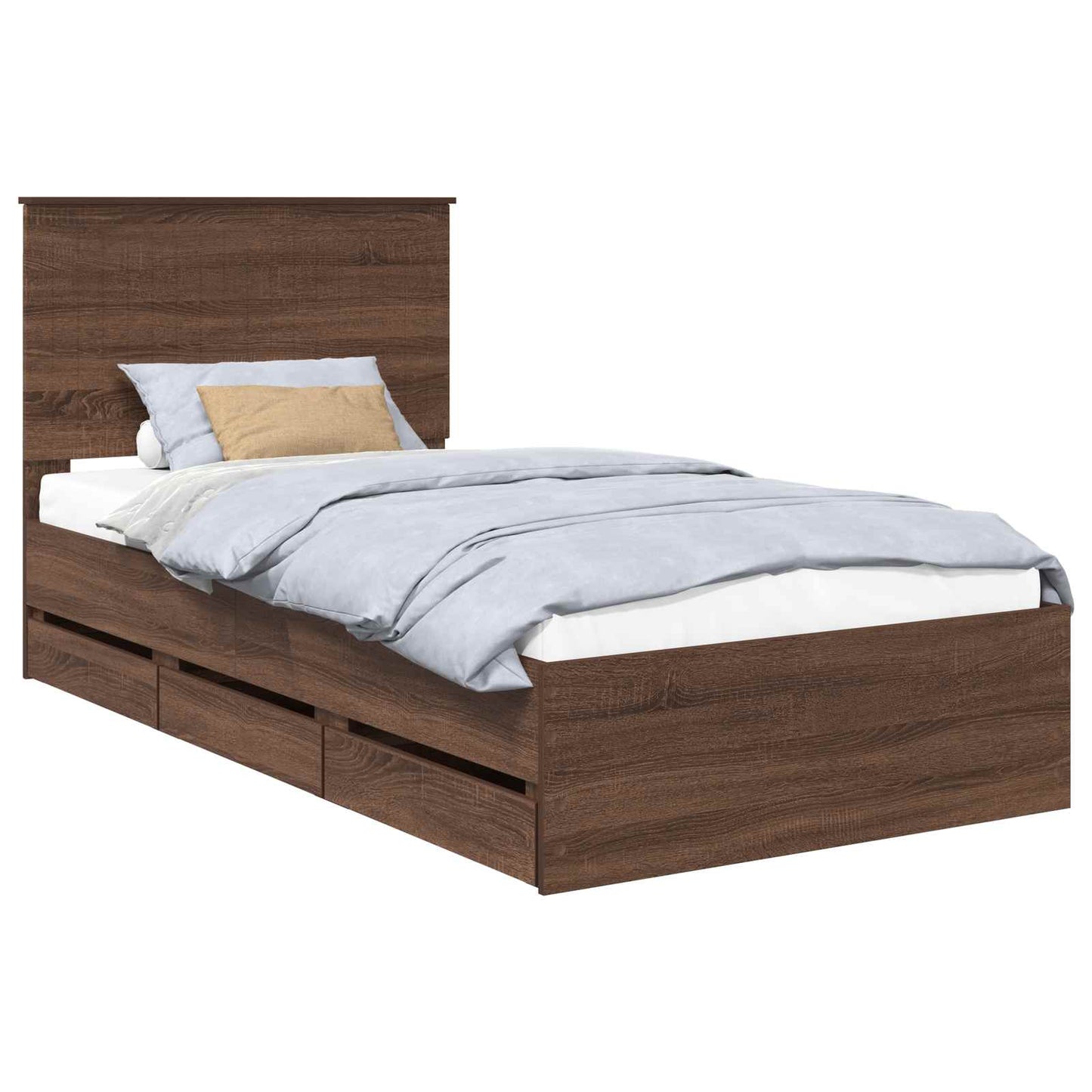 vidaXL Bettrahmen Braun Eichen-Optik 100 x 200 cm Ingenieurs Holz