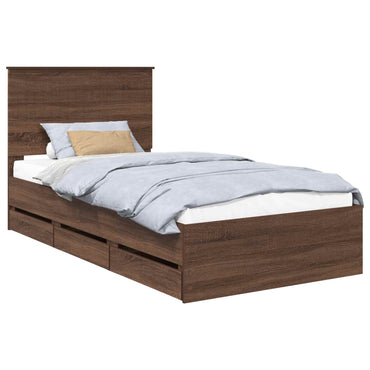 vidaXL Bettrahmen Braun Eichen-Optik 100 x 200 cm Ingenieurs Holz