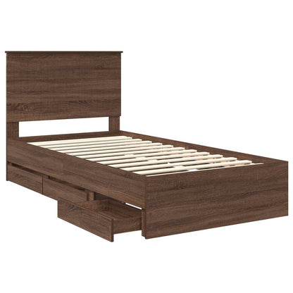 vidaXL Bettrahmen Braun Eichen-Optik 100 x 200 cm Ingenieurs Holz