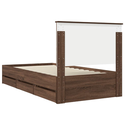 vidaXL Bettrahmen Braun Eichen-Optik 100 x 200 cm Ingenieurs Holz