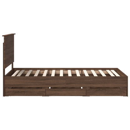 vidaXL Bettrahmen Braun Eichen-Optik 100 x 200 cm Ingenieurs Holz