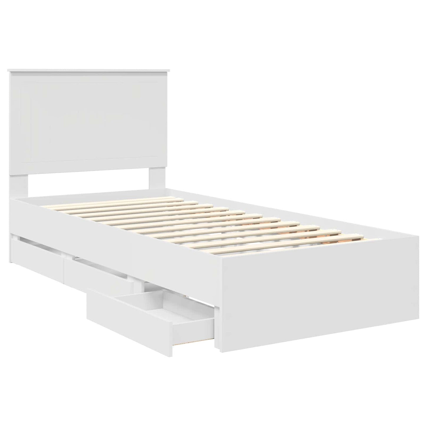 vidaXL Bettrahmen mit Schubladen Weiß 90 x 190 cm Ingenieurs Holz