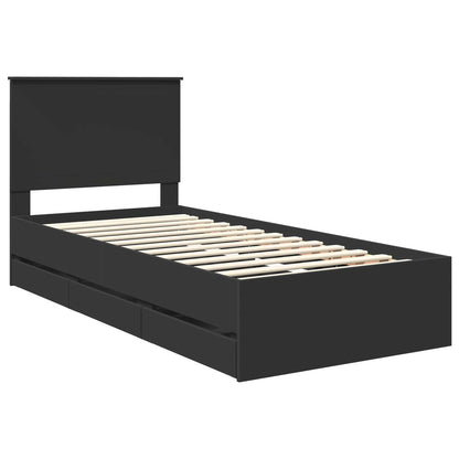 vidaXL Bettrahmen mit Schubladen Schwarz 90 x 190 cm Ingenieurs Holz