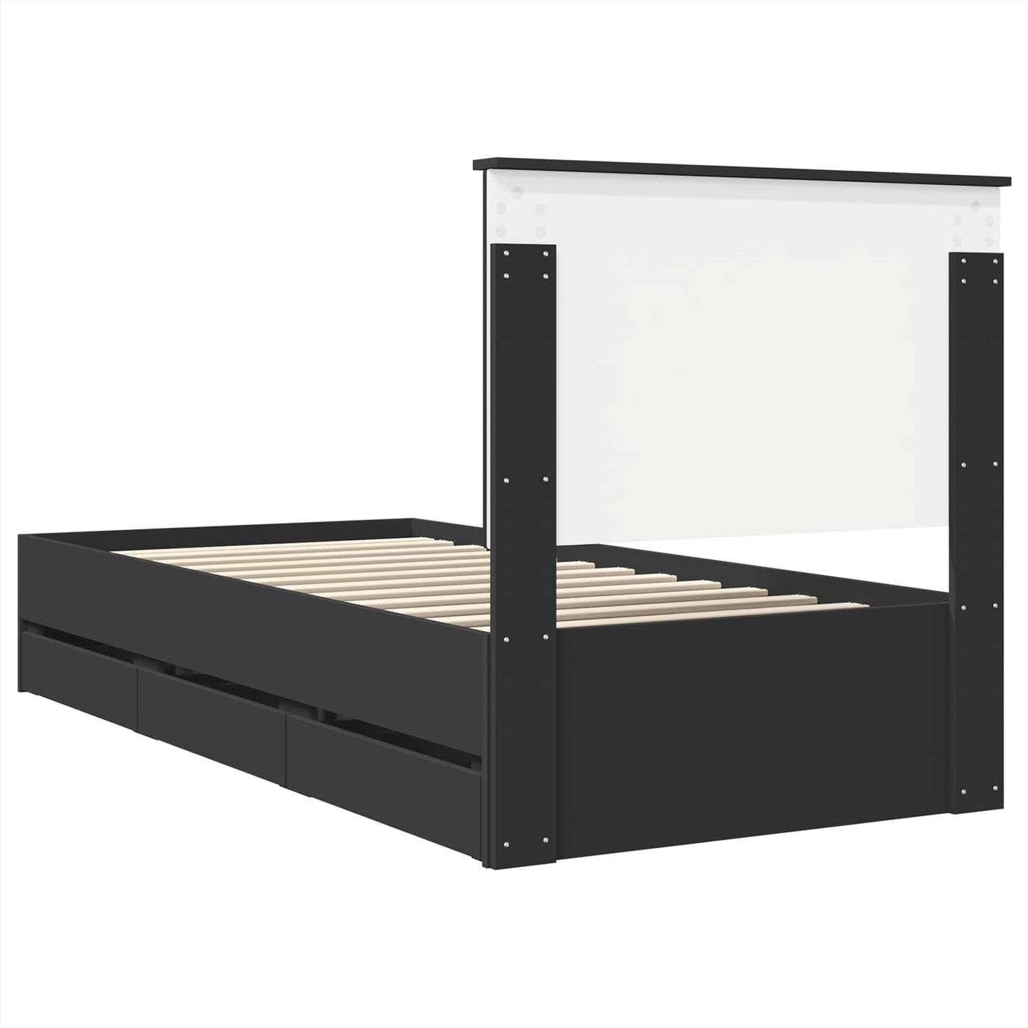 vidaXL Bettrahmen mit Schubladen Schwarz 90 x 190 cm Ingenieurs Holz