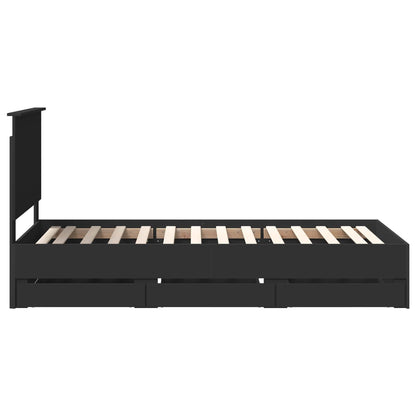 vidaXL Bettrahmen mit Schubladen Schwarz 90 x 190 cm Ingenieurs Holz