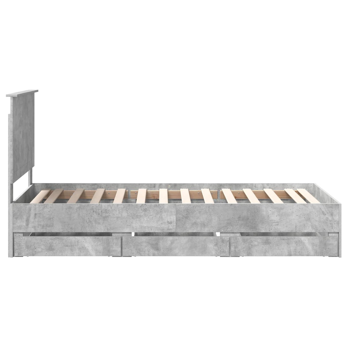 vidaXL Bettrahmen mit Kopfteil Beton Grau 90 x 190 cm Ingenieurs Holz