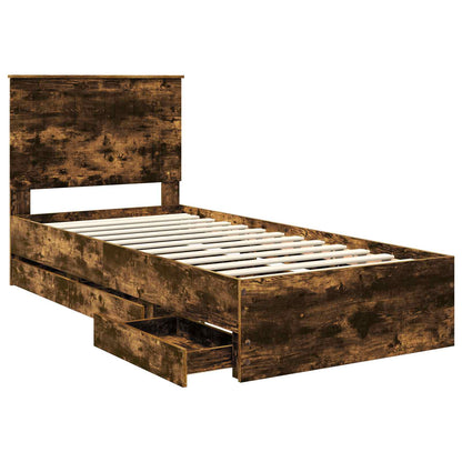 vidaXL Bettrahmen Geräucherte Eiche 90 x 190 cm Ingenieurs Holz